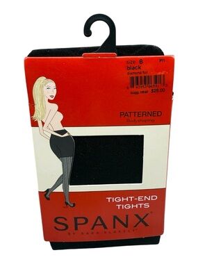 Spanx Womens Tight End Tights Patterned Body Shaping Diamond Foil Black Sz B